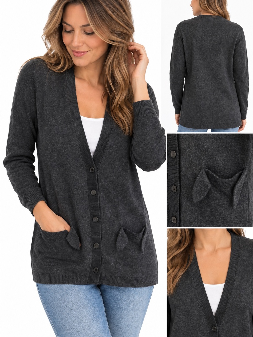 Fenn Wright Manson Charcoal V-Neck Button-Front Cardigan